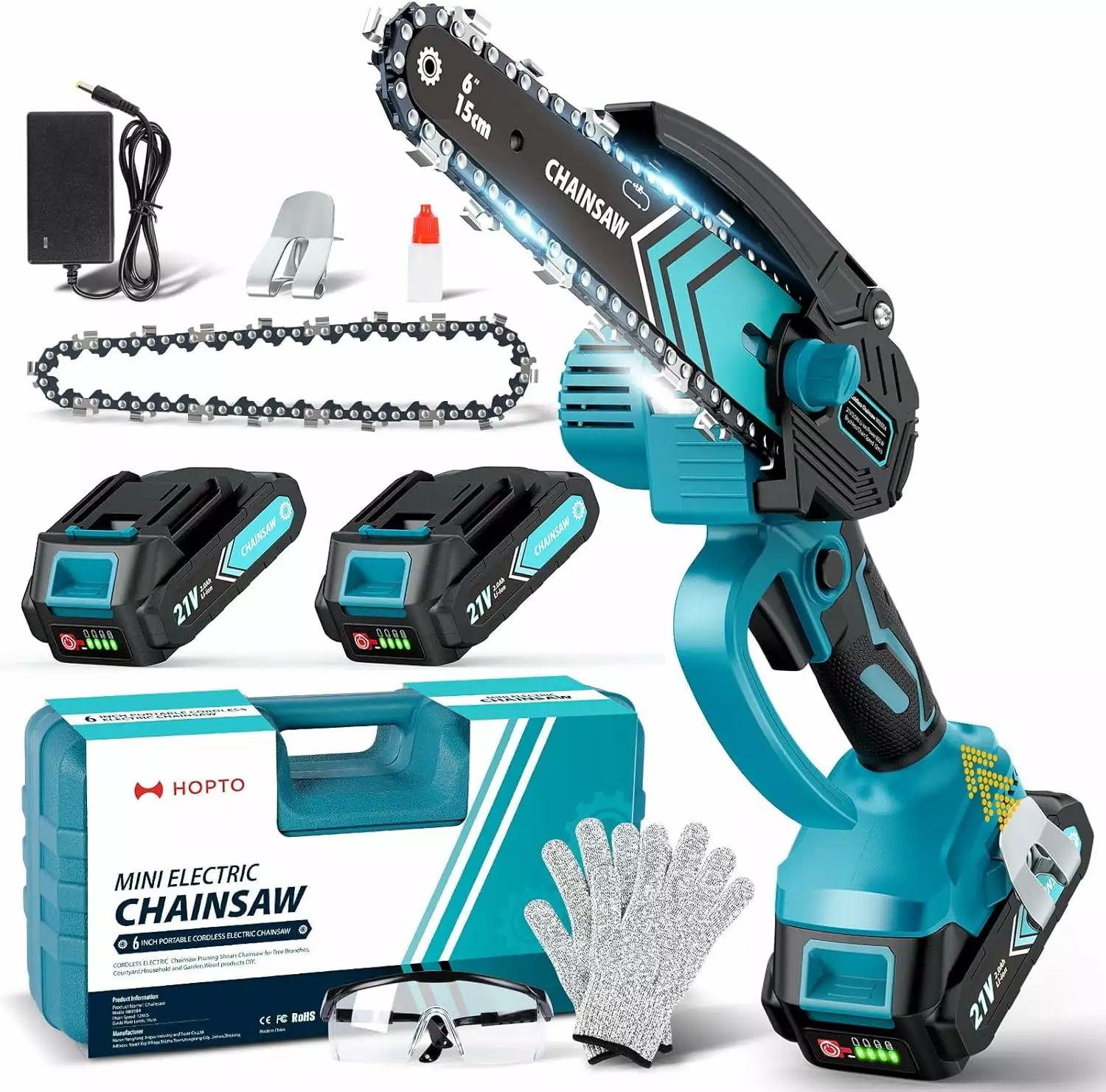 Mini Chainsaw. 2 Pack 2000mAh Batteries. 6-Inch Chain Saw. [Seniors Friendly]Travel-friendly Handheld Chainsaw. Mini Chain...