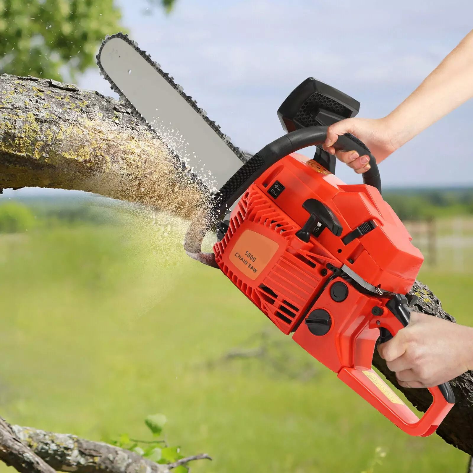 Fichiouy 58CC 20 Gas Chainsaw 2 Stroke Gasoline Powered Chain Saws Cutting Wood 10000rpm 2.4kw