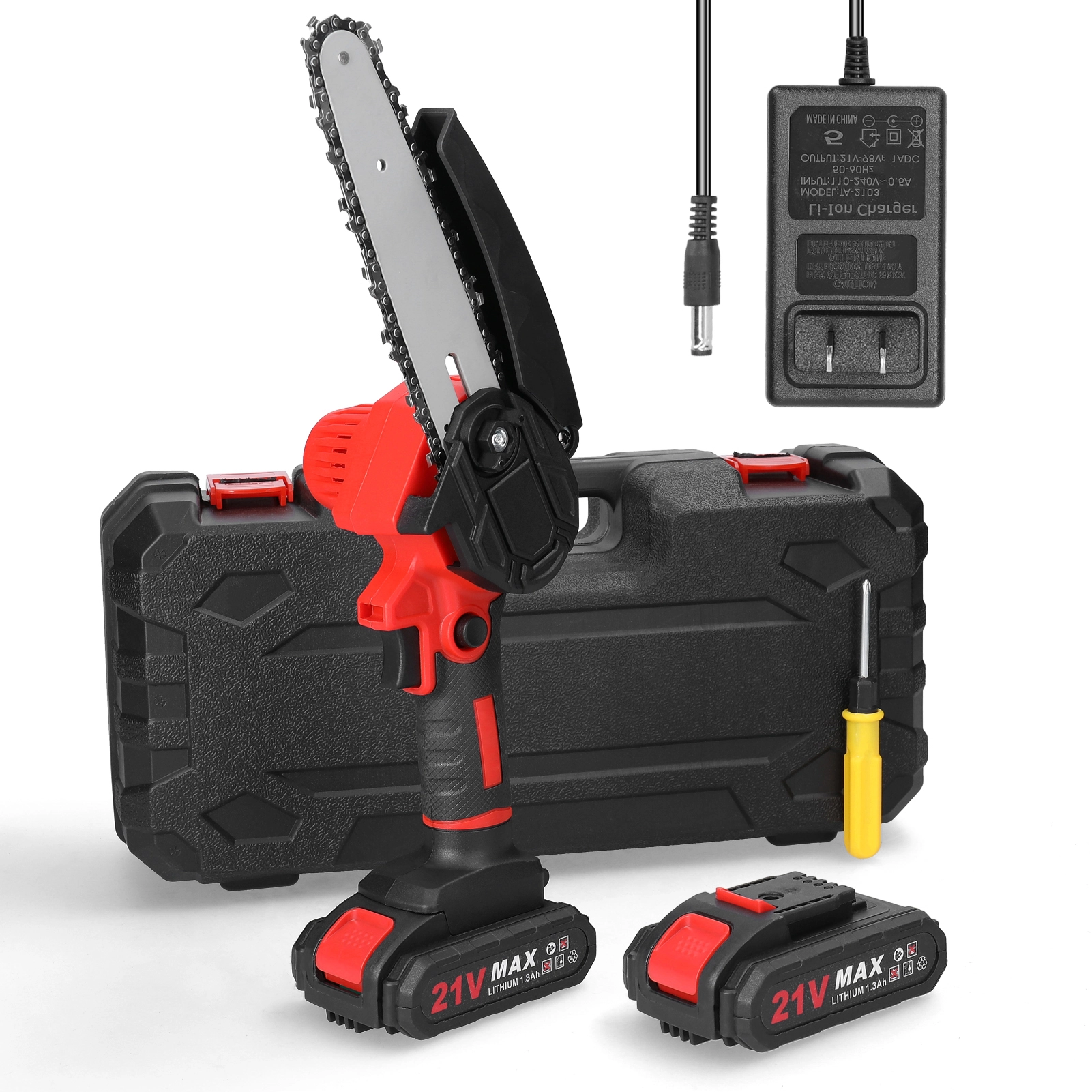 Yabuy 21V 6inch Travel-friendly Electric Pruning Saws Small Wood Splitting Chainsaw Brush Motor One-handed Woodworking Too...