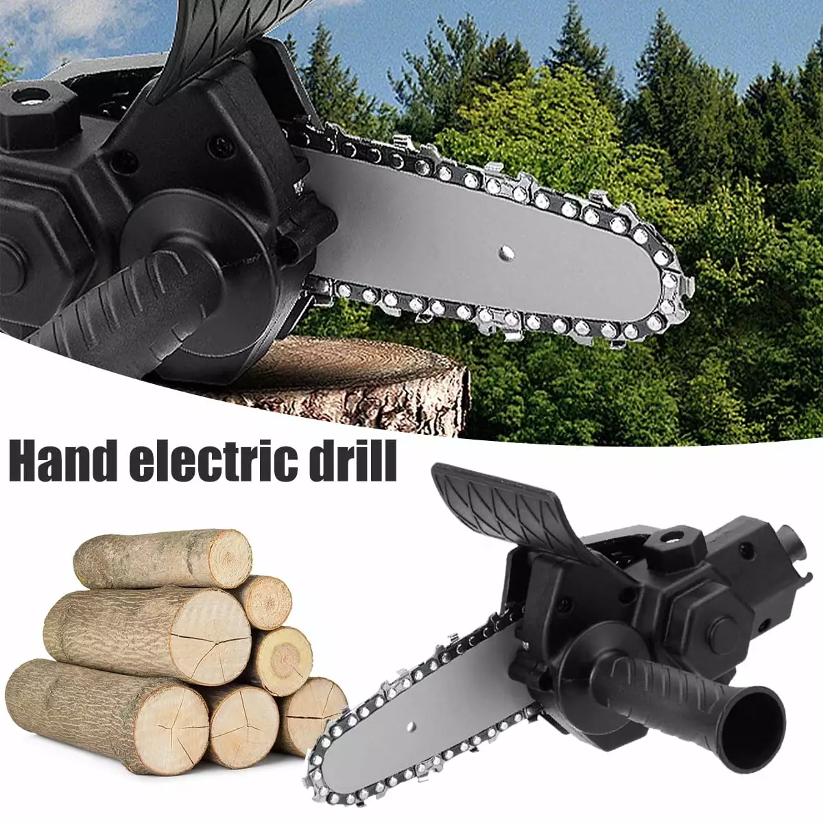 Electric Drill Chainsaw Attachment - Chainsaw Converter Kit Accessories Gardening Pruning Wekvgz