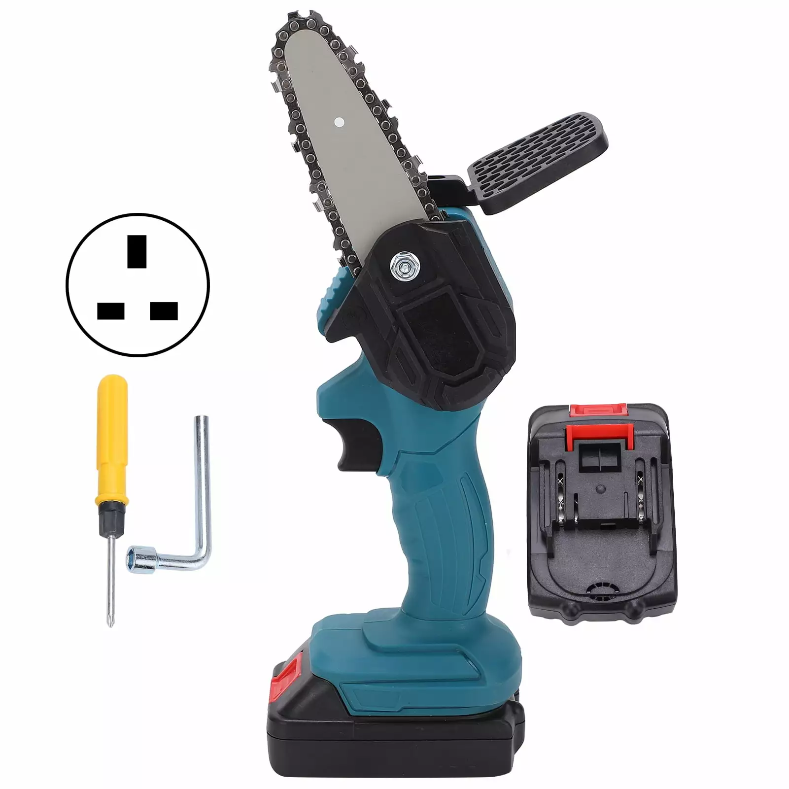Abastado Mini Hand Saw 4in Travel-friendly Electronic 1 Handed Trimming Tool Chainsaw Brush AC100 240VBlue UK Plug