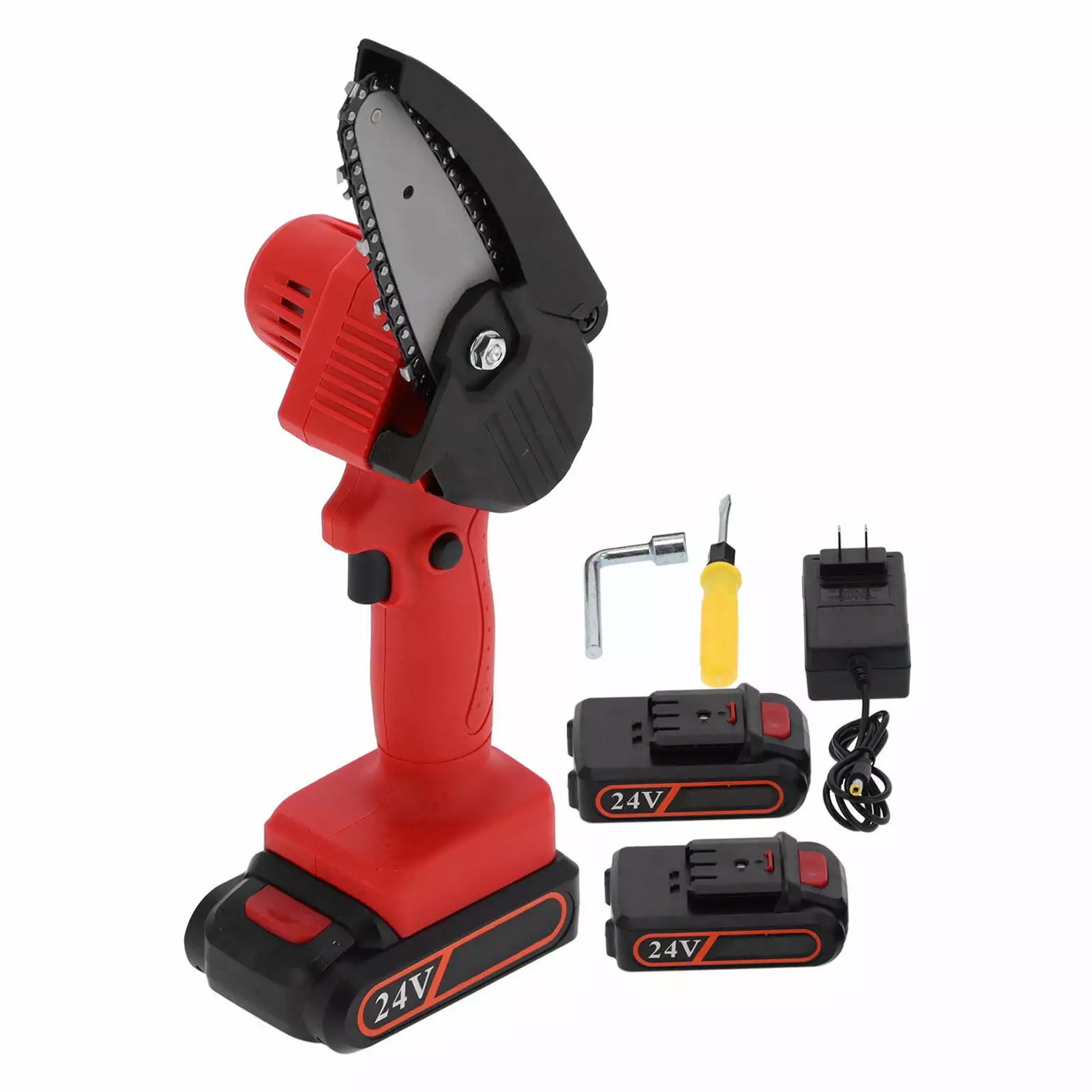 Mini Electric Chainsaw. Cordless Woodworking & Garden Trimming Tool. FYD AC110-240V US Plug. Red - Productive Cutting & Pr...