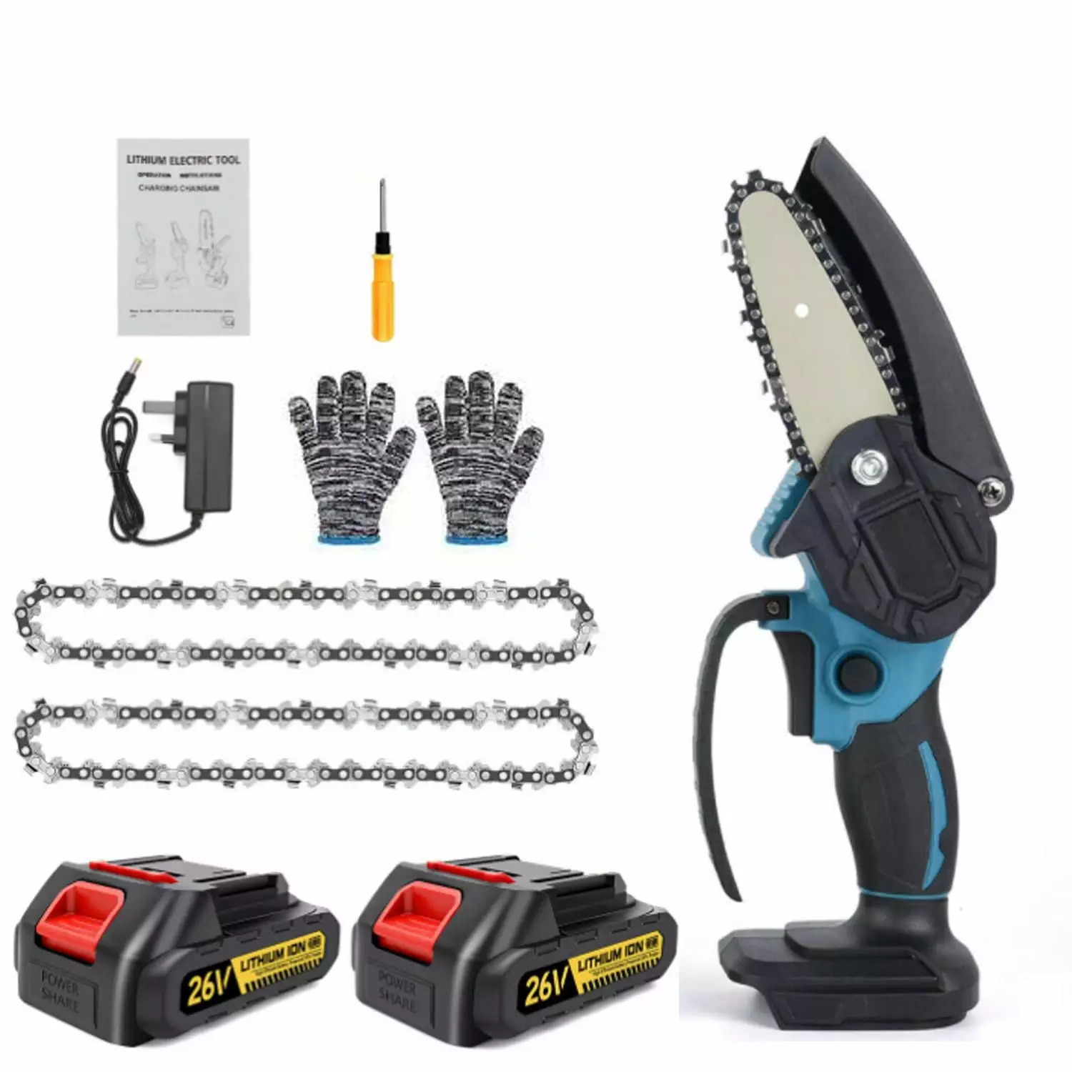Smallzonex 6 Mini Handheld Electric Chainsaw Cordless 24V 550W Battery Powered Chain Saw