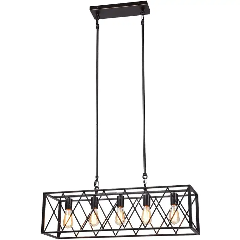 Flush Mount RetroGleam 5-Lights Metallic Chandelier