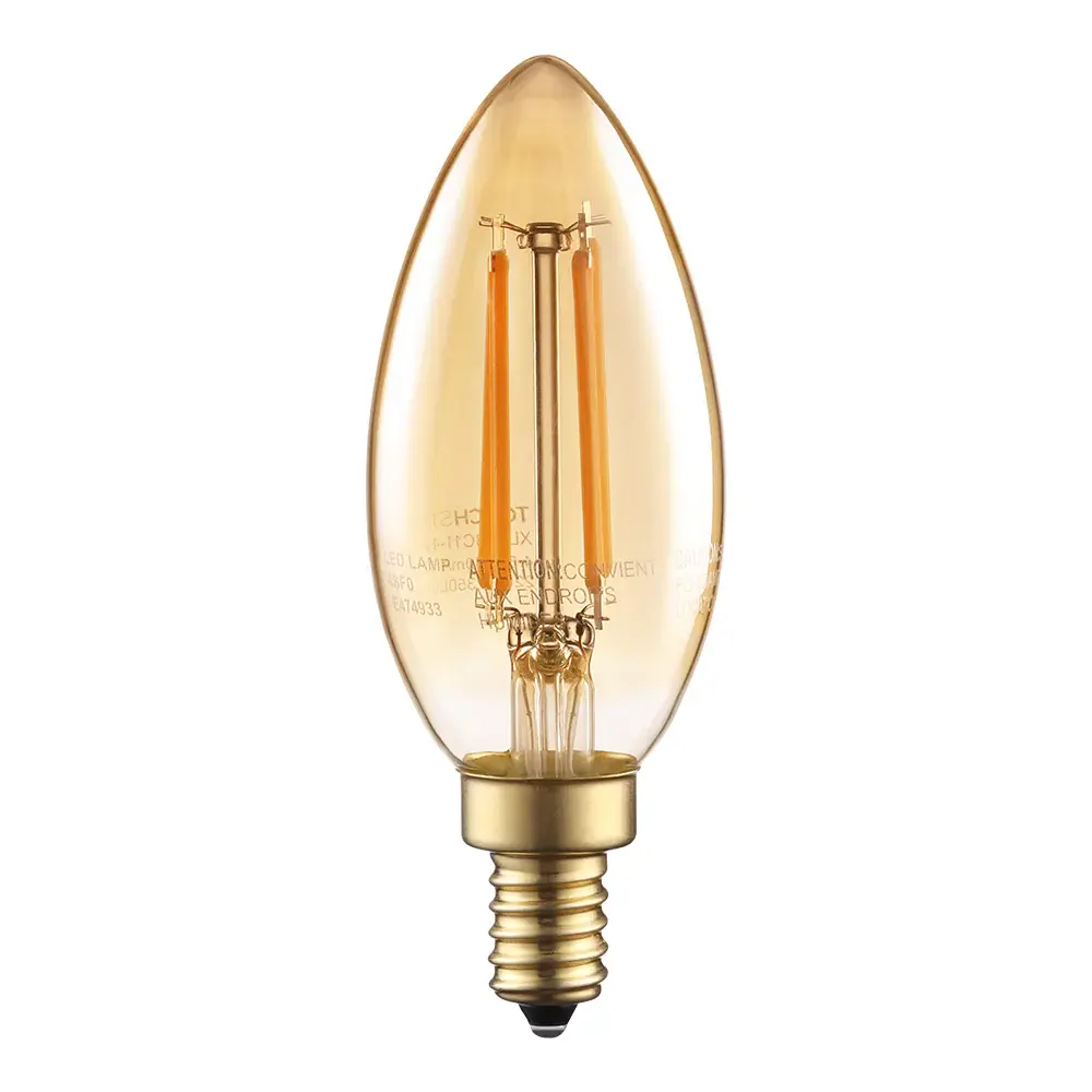 GoldenEra 4.5W C11 LED Chandelier Bulb - E12 Base - 2200K Amber Heated