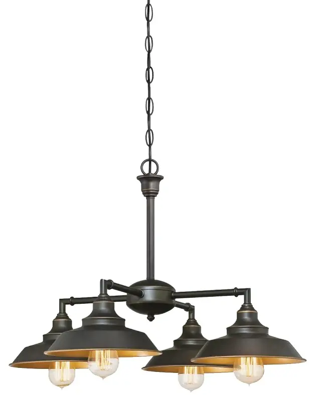 Westinghouse Iron Hill Series 6345000 Chandelier, 120 V, 1-Tier, 4-Lamp, Incandescent, LED Lamp, Steel Fixture