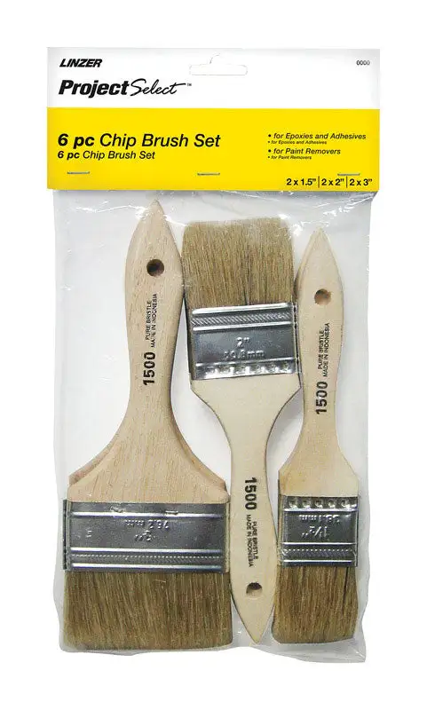Linzer Project Select Flat Chip Brush Pack 12 1-1/2 2 and 3 Inch Widths