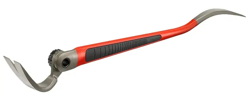 Hultafors 824115U Wrecking Bar, 25.197 L, Flexible Claw, Chisel, Curved Tip, Rubber/Steel, Red