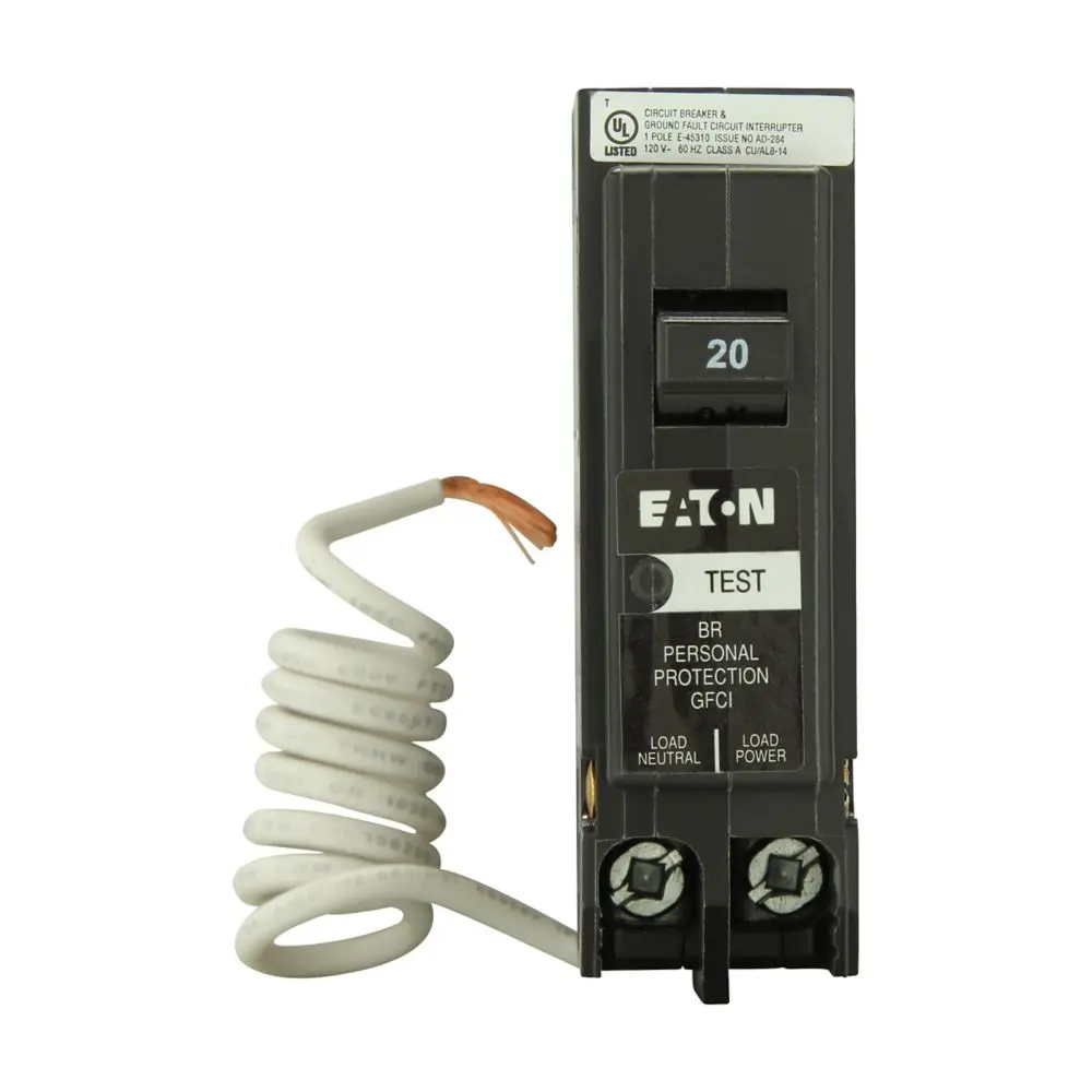Eaton BR GFCI Circuit Breaker 20 Amp Single Pole Electrical Panel