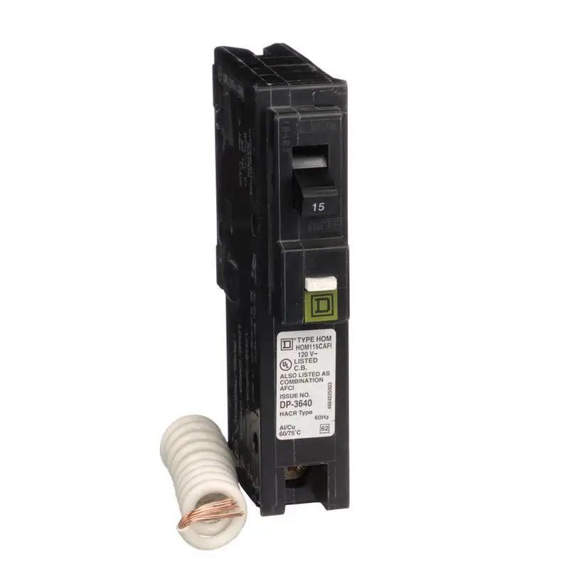 Square D HomeLine 15 Amp Arc Fault Plug Single Pole Circuit Breaker