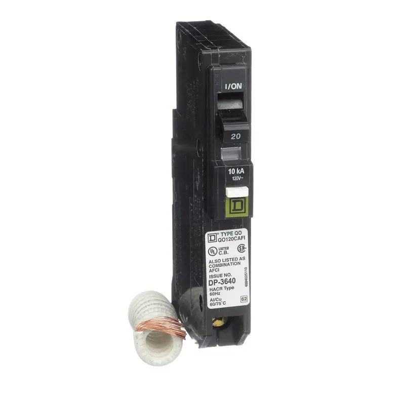 Square D QO QO120CAFIC Circuit Breaker, AFCI, 20 , 1 -Pole, 120/240 V, Fixed Trip, Plug Mounting