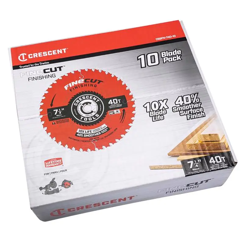 Crescent Finecut 7-1/4 . D X 5/8 . Carbide Tipped Finishing Saw Blade 40 Teeth 10 Pack