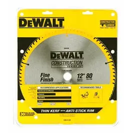 12-Inch 80-TPI Carbide-Tipped Circular Saw Blade Wood and Metal Cutting Dewalt