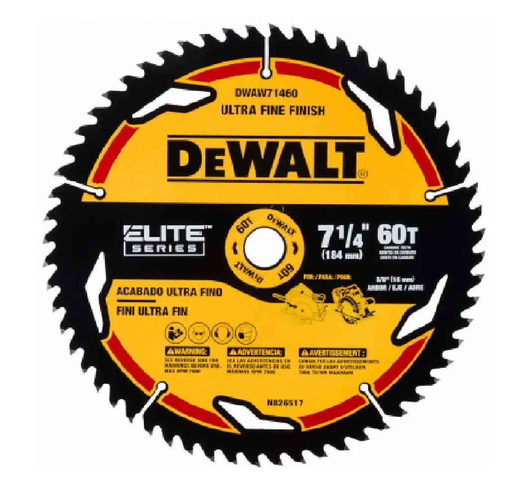 DeWalt DWAW71460 7-1/4-Inch 60-Tooth Circular Saw Blade Precision Cuts