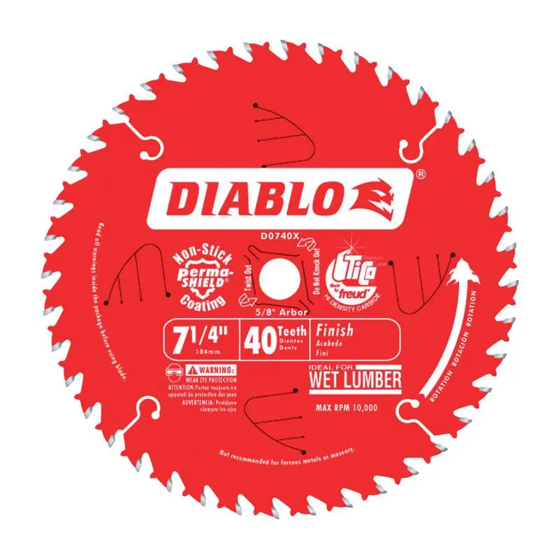 Diablo 7-1/4 . Dia. x 5/8 . Carbide Tip Titanium Finishing Saw Blade 40 Teeth Pack 10
