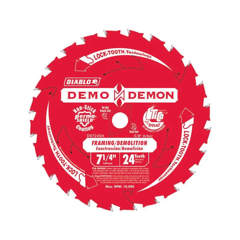 Diablo 7-1/4 Inch 24-Tooth Carbide Tip Titanium Circular Saw Blade Pack 10