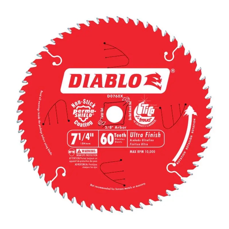 Diablo 7-1/4 Inch 60-Tooth Carbide Tip Titanium Finishing Saw Blade Pack 10