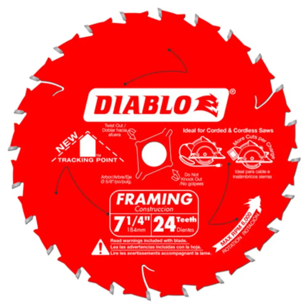 Diablo D0724X3 7-1/4 Inch 24 Tooth Framing Saw Blade Fast Cuts