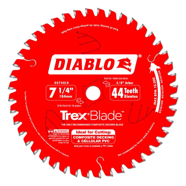 Diablo D0744CD 7-1/4 Inch 44 Tooth Composite Decking Saw Blade