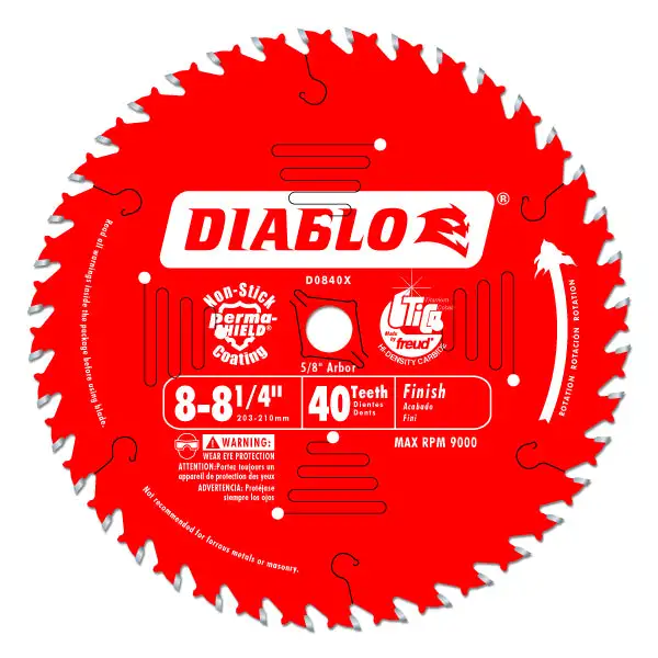 Diablo D0840X 8-1/4 Inch 40 Tooth ATB Finishing Saw Blade