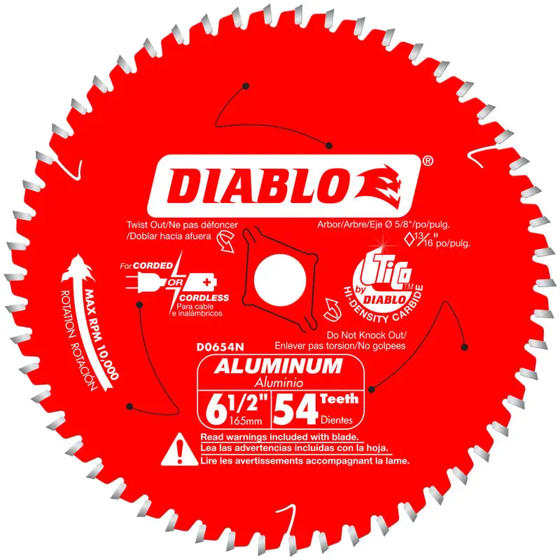 Diablo 6-1/2 Inch 54-Tooth Carbide Circular Saw Blade Smooth Cuts