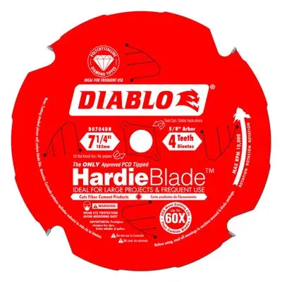 Diablo HardieBlade 7-1/4 . D X 5/8 . PCD Circular Saw Blade 4 Teeth 1 Pack
