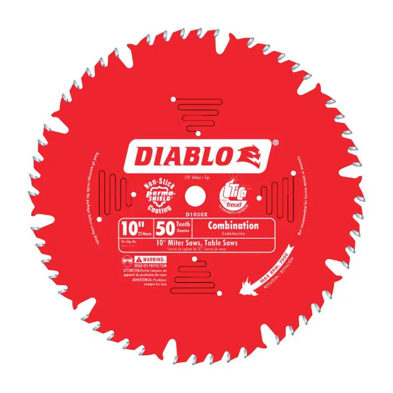 Diablo 10 Inch 50 Tooth TiCo Hi-Density Carbide Combination Saw Blade 5/8 Inch Arbor