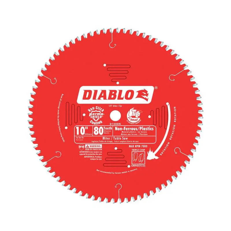 Diablo 10 . D X 5/8 . TiCo Hi-Density Carbide Circular Saw Blade 80 Teeth Fine Cuts