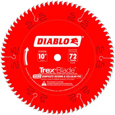 Diablo TrexBlade 10 . D X 5/8 . TiCo Hi-Density Carbide Circular Saw Blade 72 Teeth Composite Decking