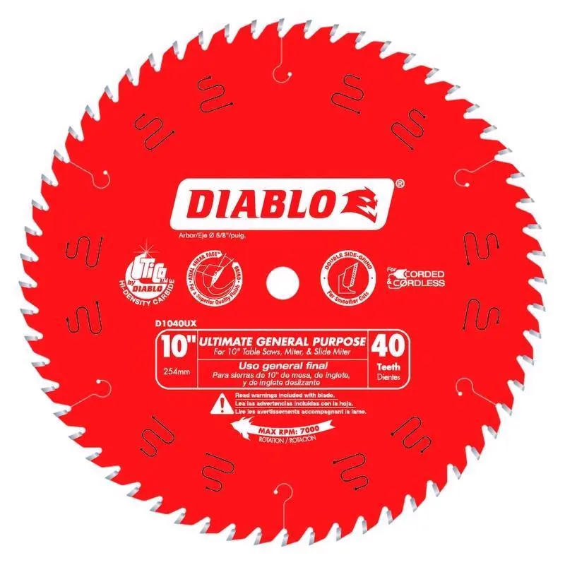 Diablo Ultimate GP 10 . D X 5/8 . TiCo Hi-Density Carbide Circular Saw Blade 40 Teeth