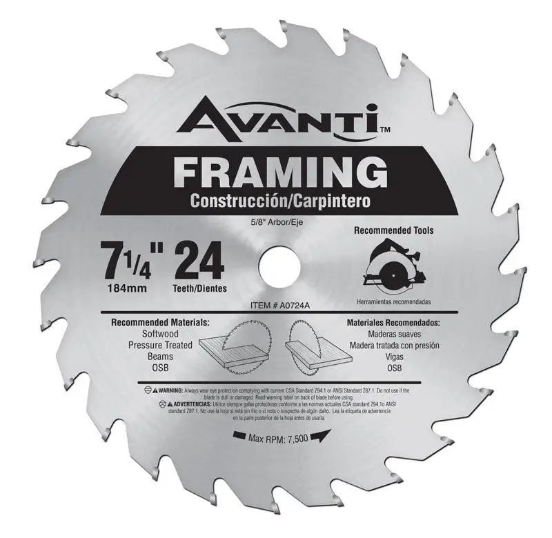 Freud Avanti 7-1/4 Inch Carbide Tip Steel Framing Blade 24 Teeth Pack 10