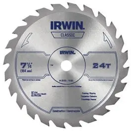 Circular Saw Blade Carbide-Tipped 24-TPI 7-1/4-Inch Wood and Metal Cutting Irwin