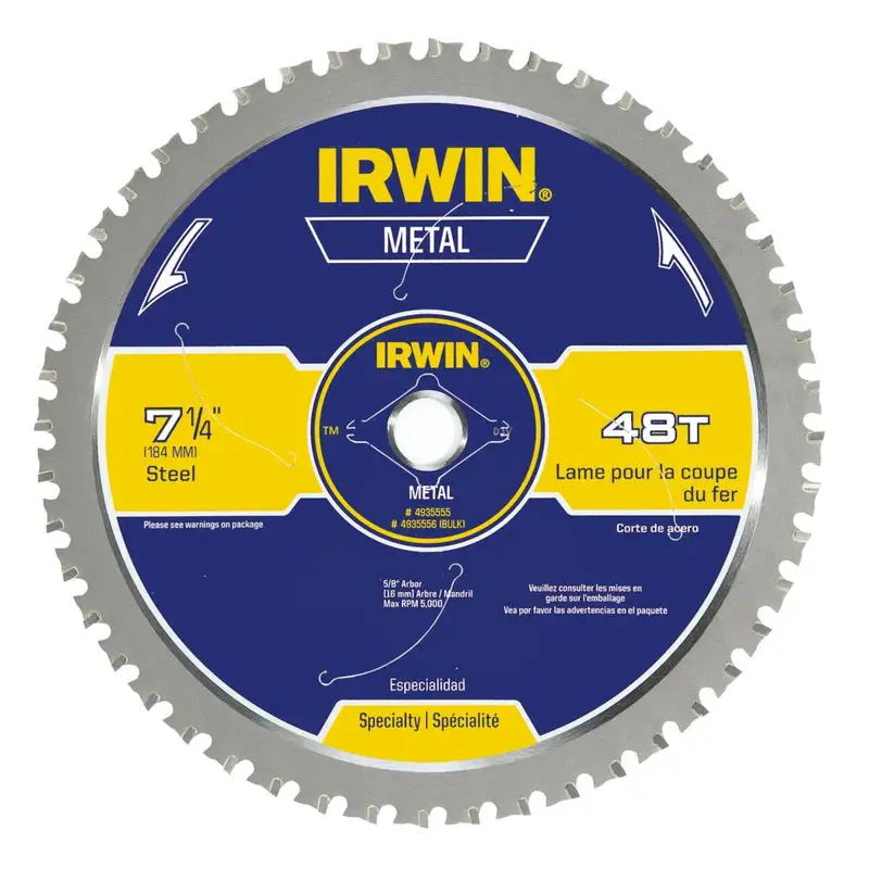 Irwin Marathon 7-1/4 . D X 5/8 . Steel Circular Saw Blade 48 Teeth 1 pk