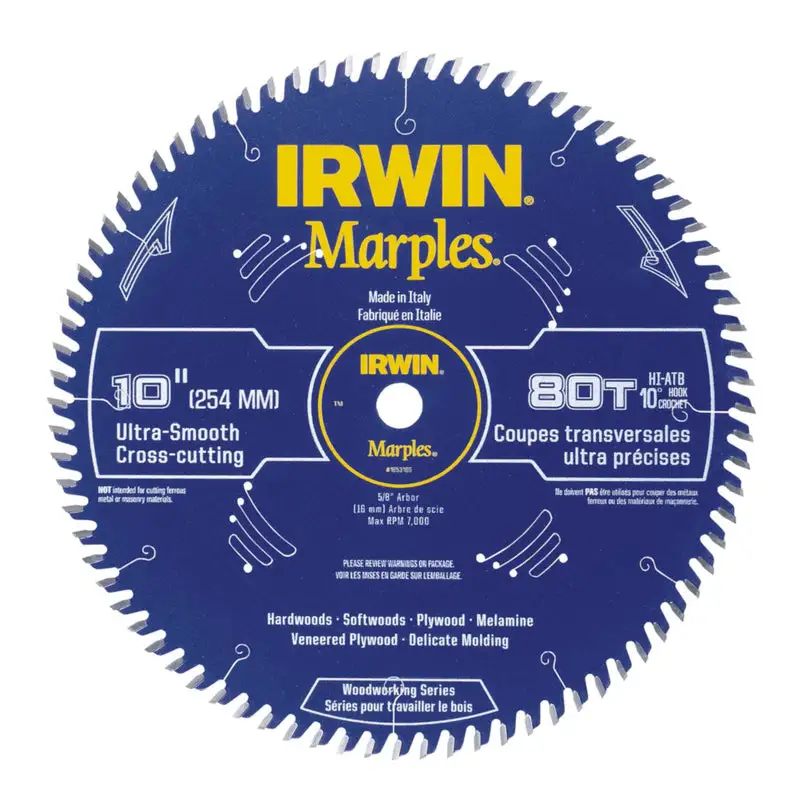 Irwin Marples 10 . D X 5/8 . Woodworking Carbide Circular Saw Blade 80 Teeth 1 pk