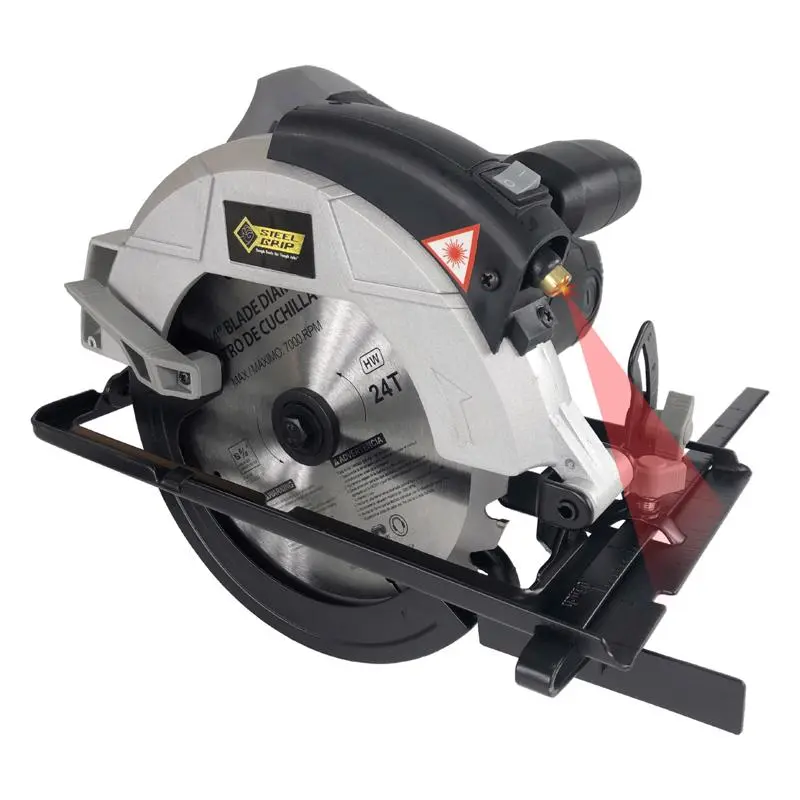 Steel Grip 12 Amp 7-1/4 Inch Corded Brushed Circular Saw Laser Guide
