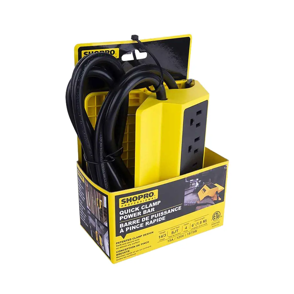 Quick Clamp Power Bar 4 Outlets, Sunshine
