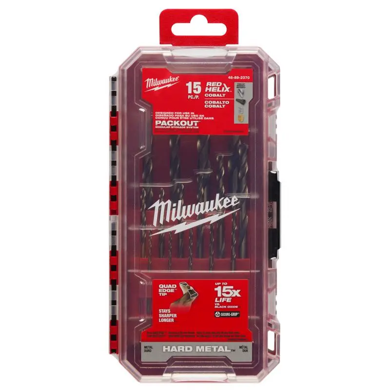 Milwaukee Red Helix Cobalt Drill Bit Set 3-Flat Shank 1 Pack Metal Drilling