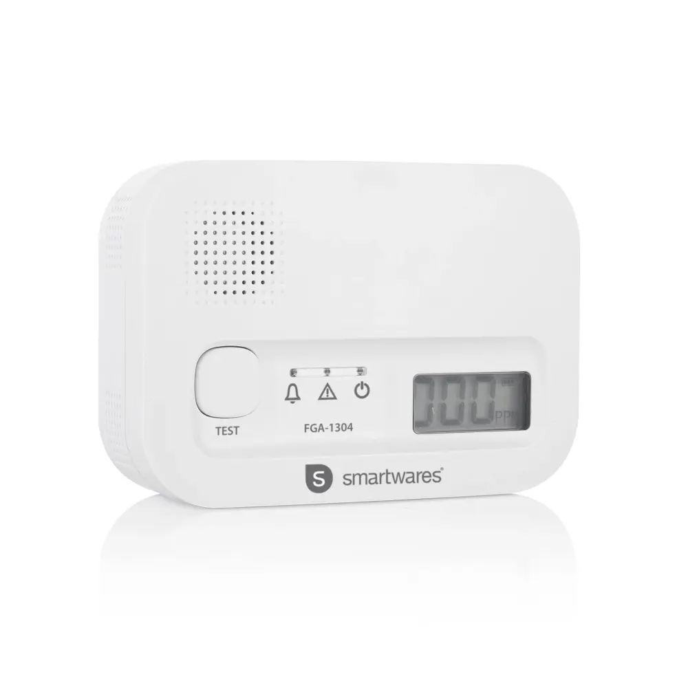 Smartwares FGA-13041 Carbon Monoxide Detector, 10 Year Sensor, Numeric Screen, Display and Test Button | 10-Year Battery |...