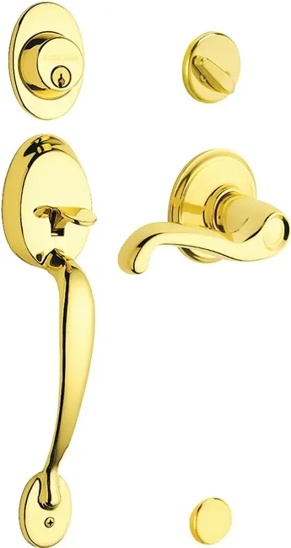 Schlage Plymouth Series F60V PLY/FLA 505 Combination Lockset, Mechanical Lock, Lever Handle, Wave Design, Bright Warm alloy