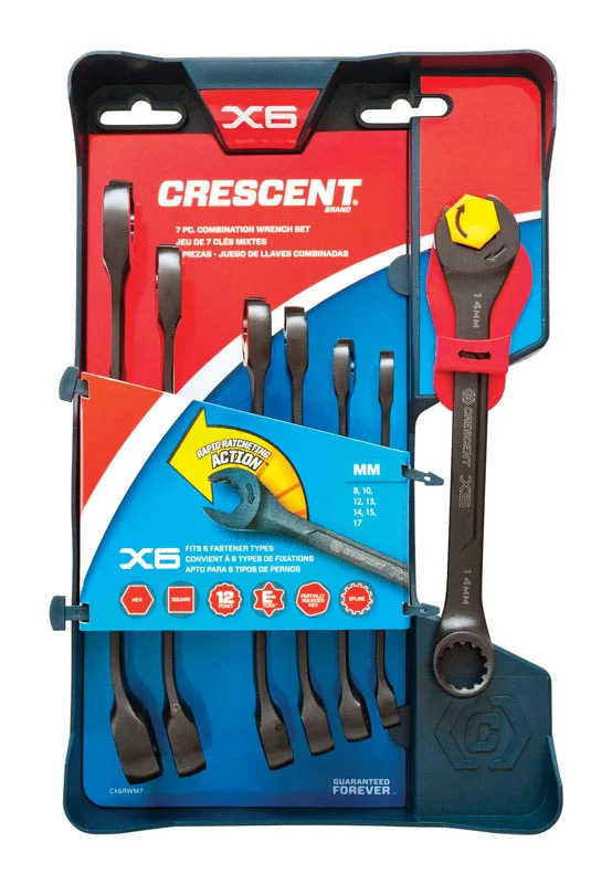 Crescent X6 12 Point Metric Wrench Set 11 Inch 7 Piece Automotive and Mechanical Work