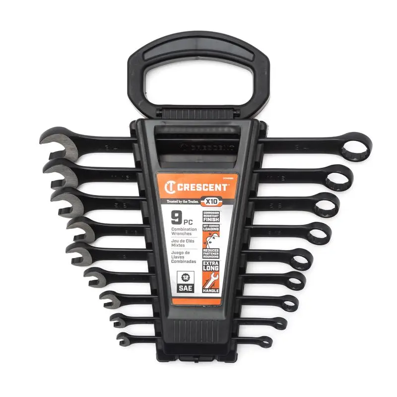 Crescent X10 12 Point SAE Combination Wrench Set 9 pc Professional Tool Kit