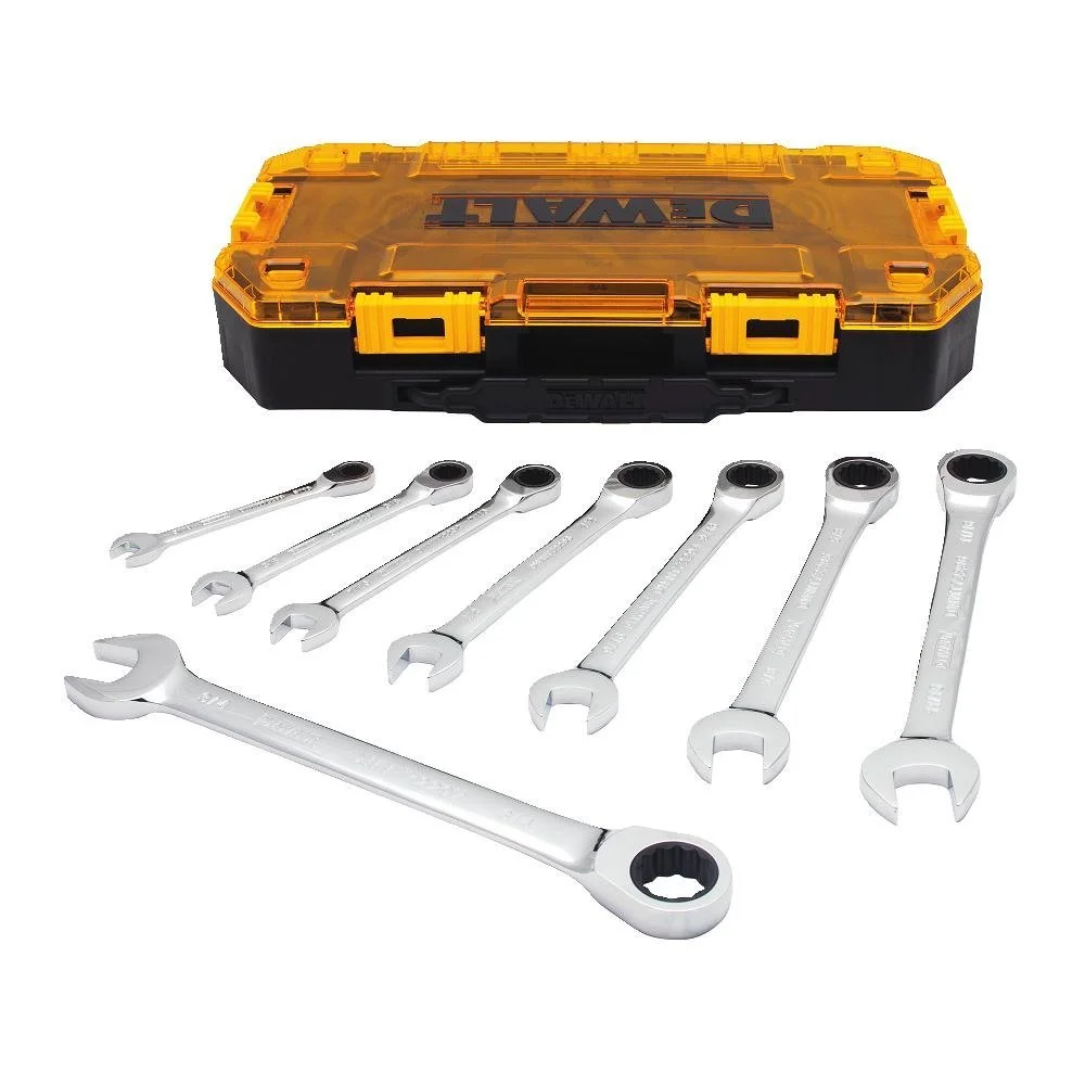 DeWalt DWMT74733 SAE Ratcheting Combination Wrench Set 8-Piece Professional Tool Kit