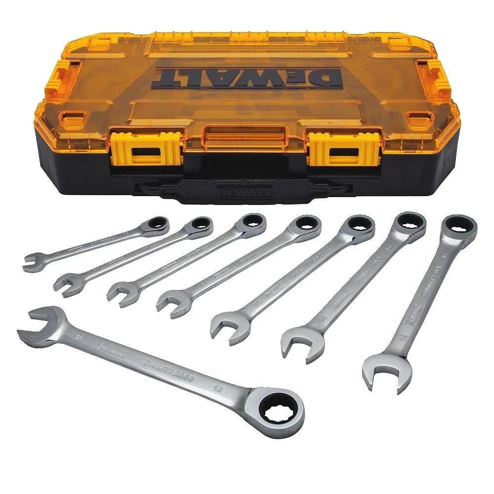 DeWalt DWMT74734 Metric Ratcheting Combination Wrench Set 8-Piece Professional Tool Kit
