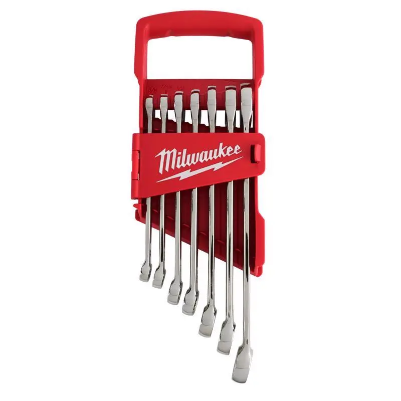 Milwaukee Max Bite SAE I-Beam Handle Combination Wrench Set 12 L 7 pc Professional Grade