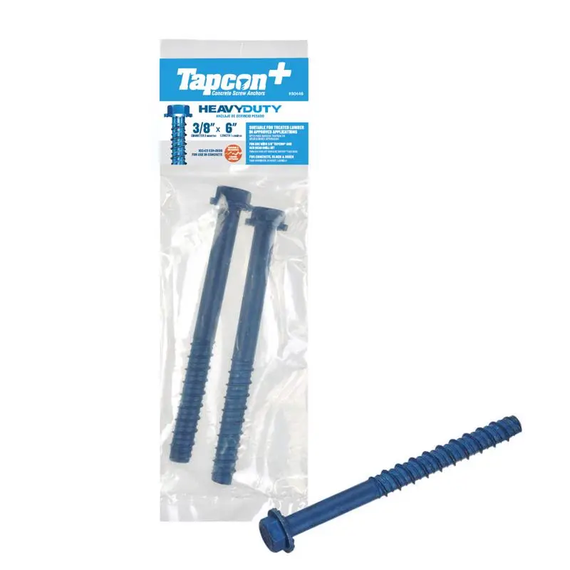 Tapcon 3/8 x 6 Inch Hex Drive Concrete Screws Hex Washer Head 2 Pack 8