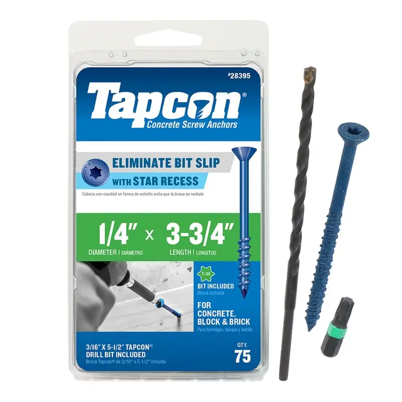 Tapcon 1/4 x 3-3/4 Inch Star Flat Head High/Low Concrete Screws