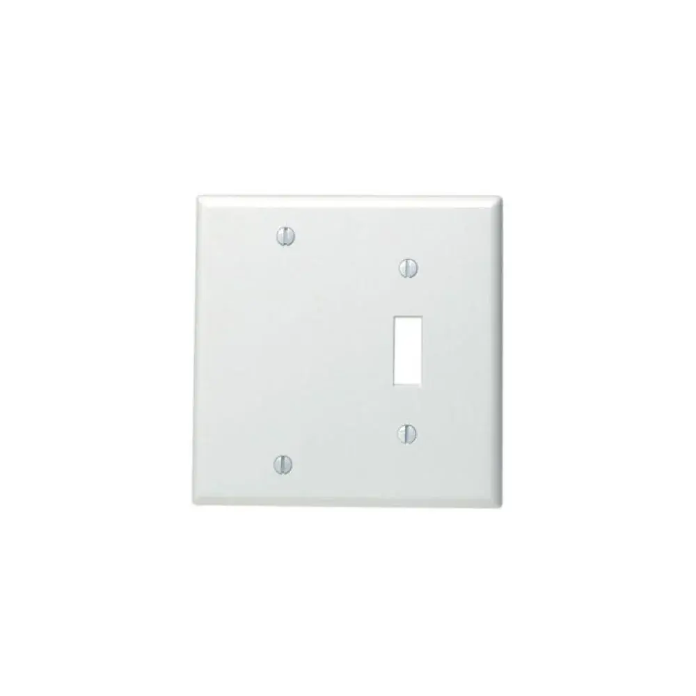 88006 Leviton 2-Gang 1-Toggle 1-Blank Device Combination Wallplate, Basic Size, Thermoset, Box Mount - White