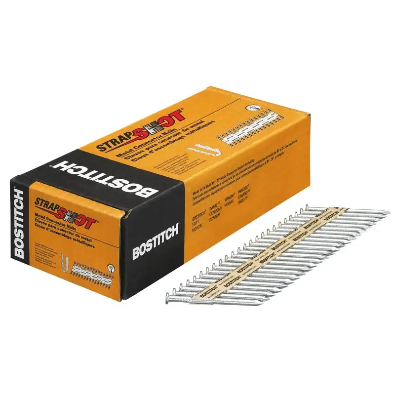 Bostitch StrapShot 1-1/2 . L X 11 Ga. Straight Strip Galvanized Metal Connector Nails 35 deg 1000 pk - Heavy Duty Nails Fr...