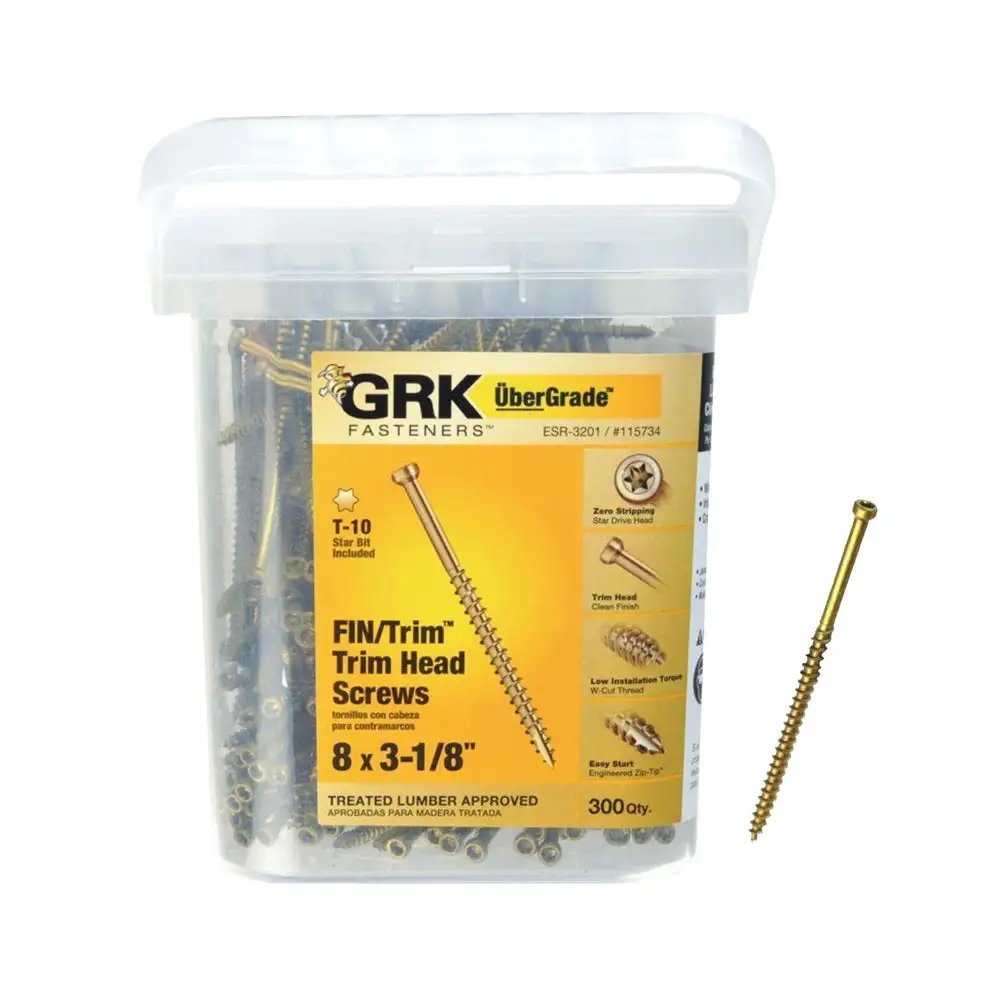 GRK Fasteners 115734 UberGrade Star Trim Head Steel Construction Screws #8 x 3-1/8 Inch Fine Woodworking