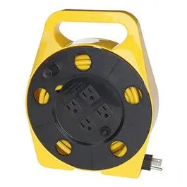 Cord Reel 4 Outlets 25-Ft Retractable Extension Cord Home Use Bayco